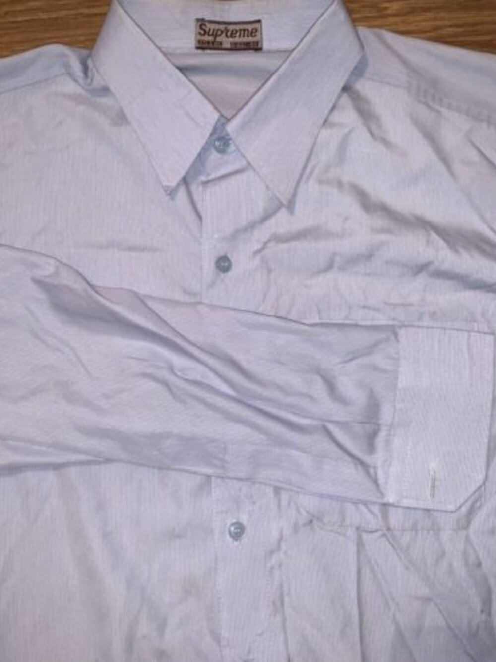 Supreme Work Shirt Button Up Not Sized Looks Large Blue Casual Dress Shirt